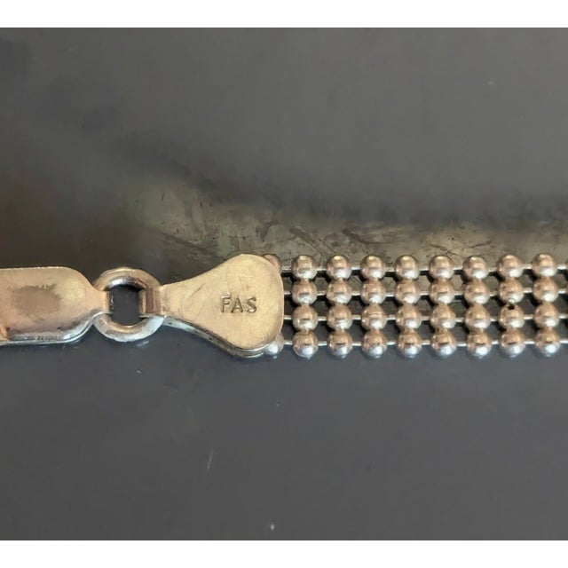Mid 20th Century Sterling Silver Bracelet 4 Rows of Microspheres For Sale - Image 4 of 5