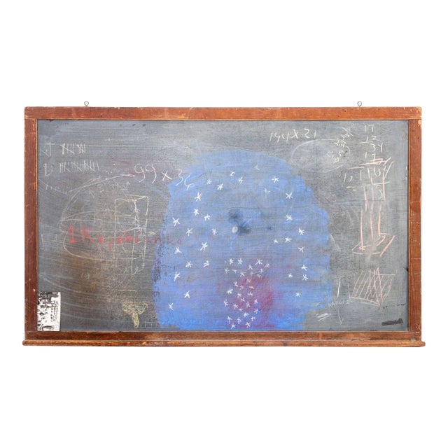 Late 20th Century Double-Sided Chalkboard With Chalk Drawings For Sale