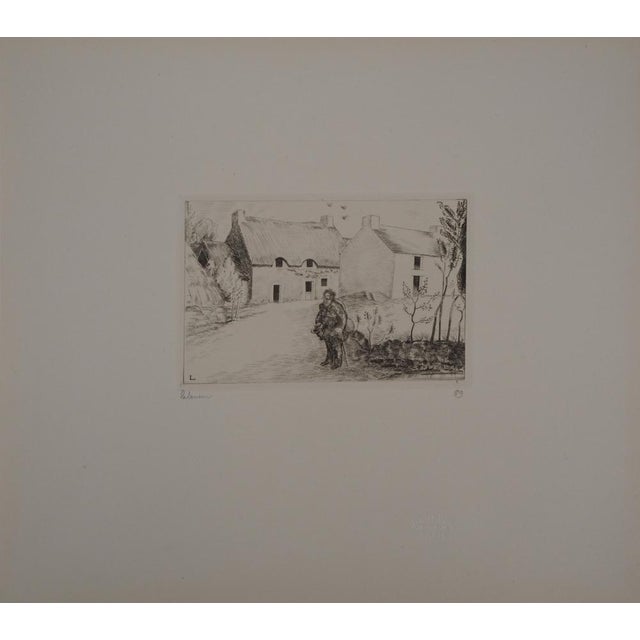 Jean-Emile Laboureur, Landscape with Beggar, Original Etching For Sale - Image 3 of 7