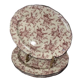 Woods and Sons Plates. Wood & Sons Colonial Rose Oval Serving Plates, Made in England - Set of 4 For Sale