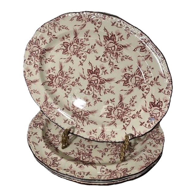 Woods and Sons Plates. Wood & Sons Colonial Rose Oval Serving Plates, Made in England - Set of 4 For Sale