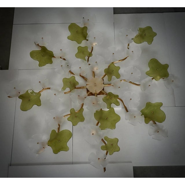 Mid-Century Murano Art Glass and Brass Chandelier, 1980s For Sale - Image 9 of 10