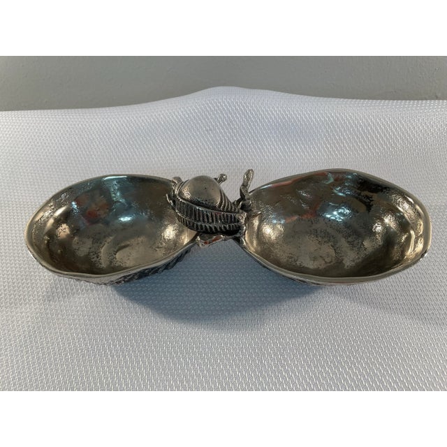 Late 20th Century Vintage Pewter Seashell Design Condiment Serving Dish For Sale - Image 11 of 12