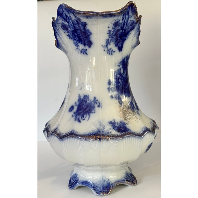 Late 19th Century Antique Made in England Flow Blue Large Scale Pitcher For Sale - Image 5 of 16