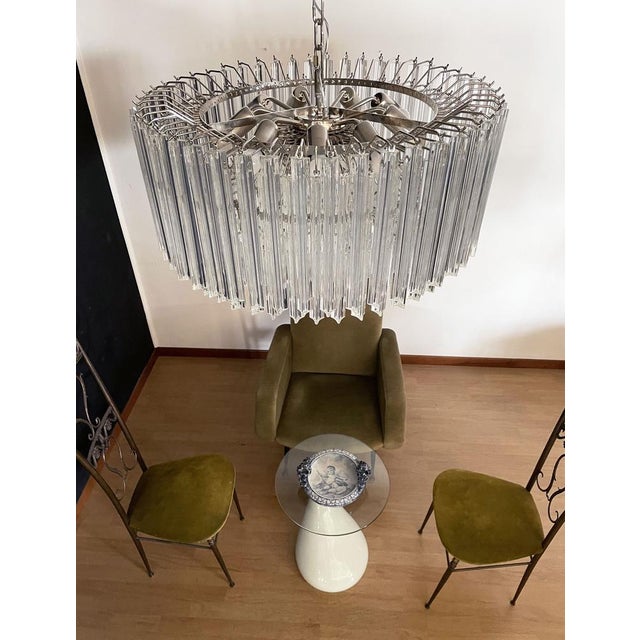 Large Triedri Murano Glass Chandelier, 1995 For Sale - Image 8 of 18