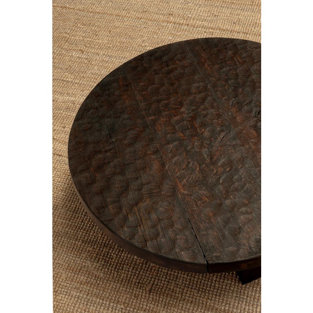Mid-Century Modern Hand-Hammered Wood Coffee Table, 1970s For Sale - Image 3 of 8