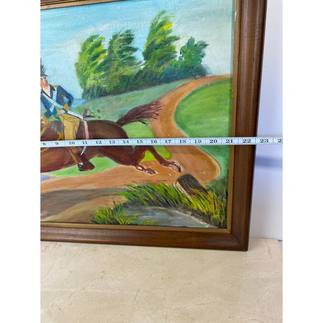 Paint Vintage Naive Folk Art Painting, Equestrian Officer, Signed Anna Werner For Sale - Image 7 of 8