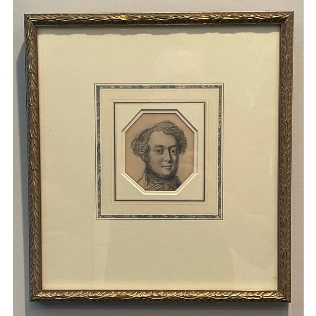 Drawing/Sketching Materials Pair of Framed 1820s English Portrait Drawings of Men For Sale - Image 7 of 11