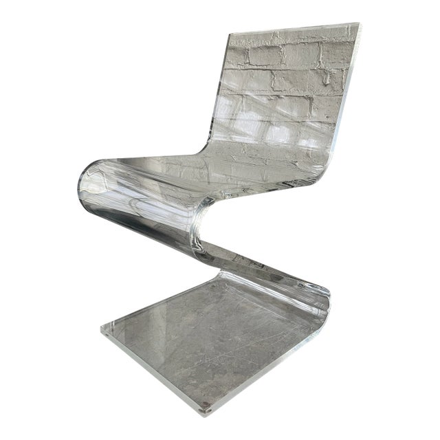 1970s Lucite Z Chair Attributed to Plexi Craft For Sale