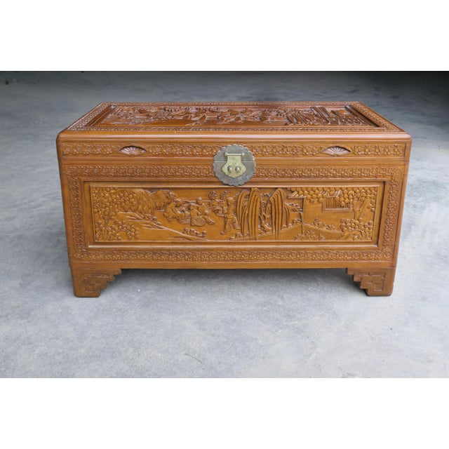 Oriental Carved Camphor Wood Chest, 1930s For Sale - Image 6 of 8