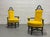 Pair - Custom Hollywood Regency High-Back Throne Chairs | Canary Yellow Velvet Upholstery – Mid Century Accent Seating For Sale - Image 4 of 15