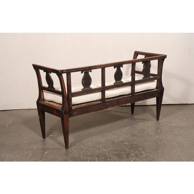 Brown Italian 19th C. Lyre Splat Back Sofa Bench For Sale - Image 8 of 12