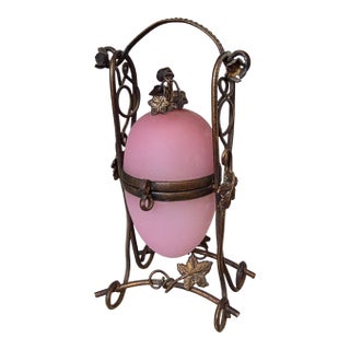 Pink Opaline Egg Palais Royal Scent Bottle Holder For Sale