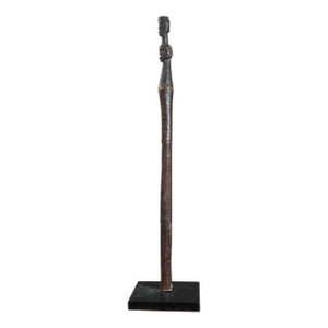 Antique African Lobi Staff With Double-Headed Finial With Custom Stand