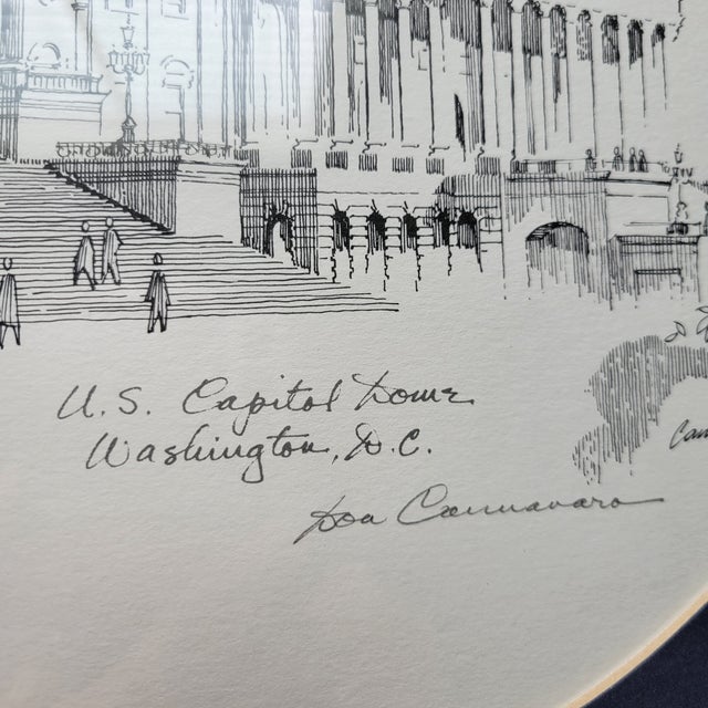 Illustration Vintage Don Cannavaro Framed and Signed Lithograph ' Us Capitol Dome Washington TexasThriftJunkie (560) For Sale - Image 3 of 17