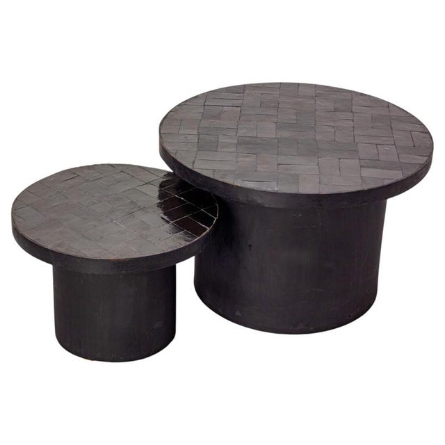 Gigogne Coffee Table in Black Zellige, Morocco, 1960, Set of 2 For Sale - Image 11 of 11