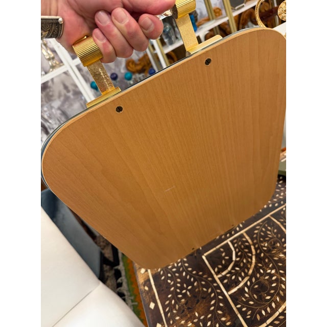 Antique Italian Venetian Mirror Tray With Gilt Metal Handles and Gold Flecking For Sale - Image 10 of 11