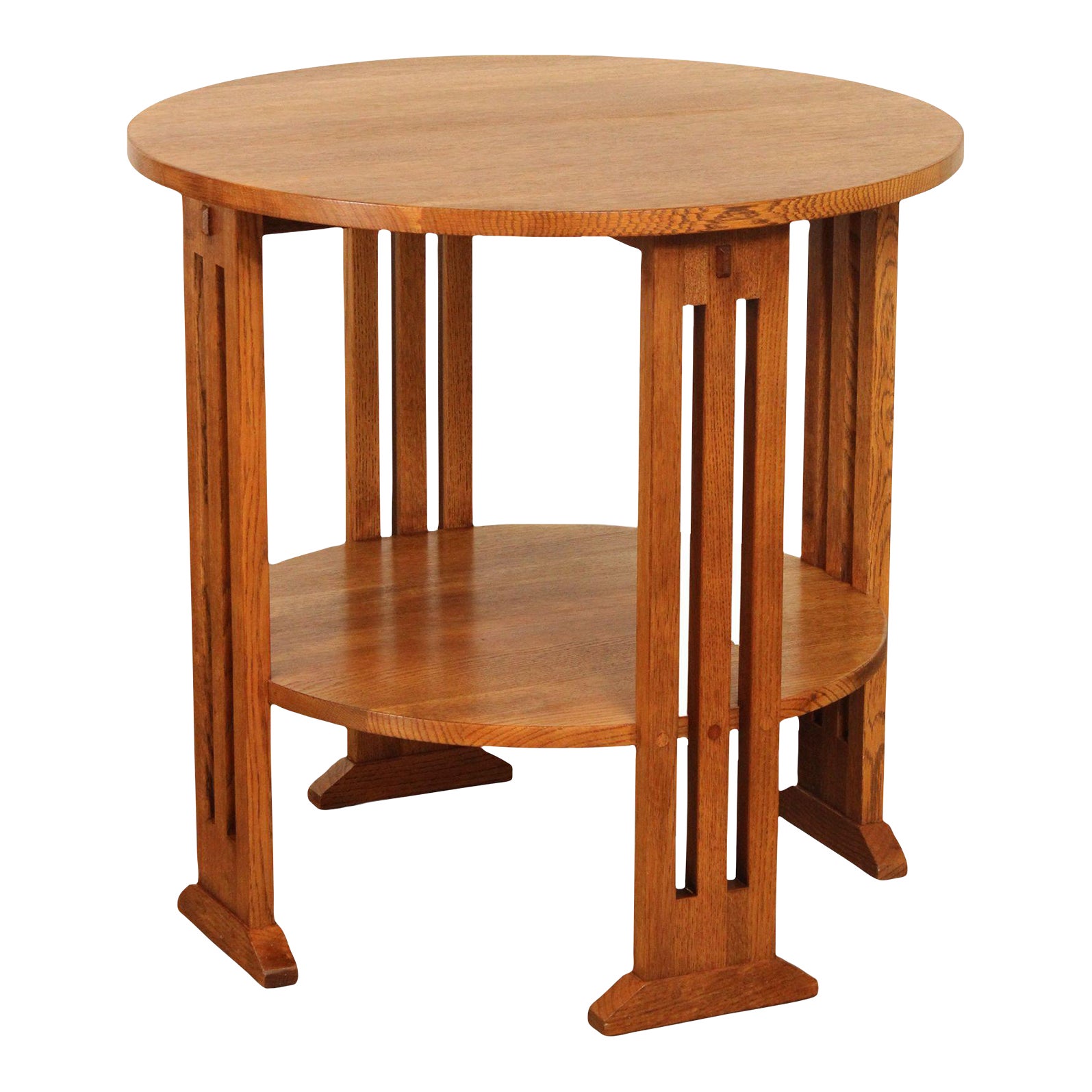 1990s Stickley Mission Collection Oak TwoTier Round Table Chairish