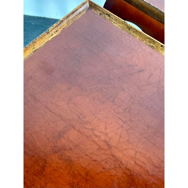 Wood Vintage Asian Lacquered Side Tables - A Pair For Sale - Image 7 of 12