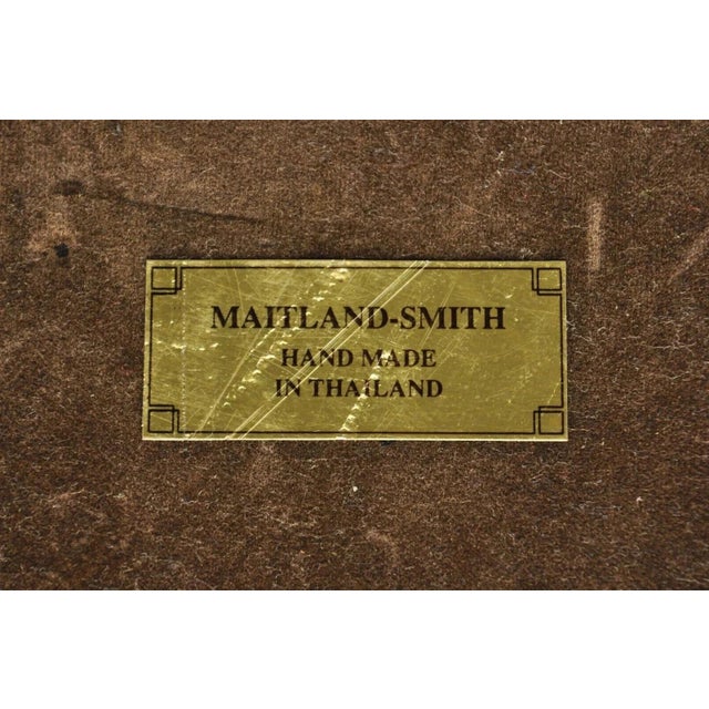 Late 20th Century Maitland Smith Bronze Figural Elephant Table Lamp Faux Tooled Leather Shade (A) For Sale - Image 10 of 12