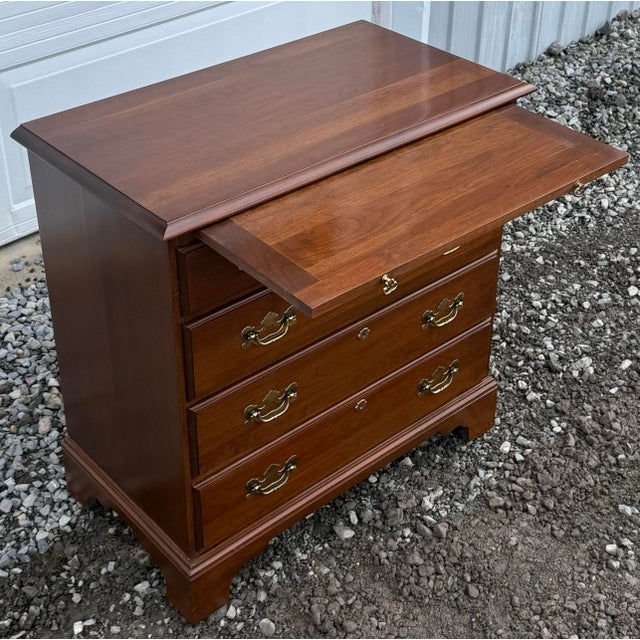 Brown Late 20th Century Solid Cherry Chippendale Bachelors Chest For Sale - Image 8 of 10