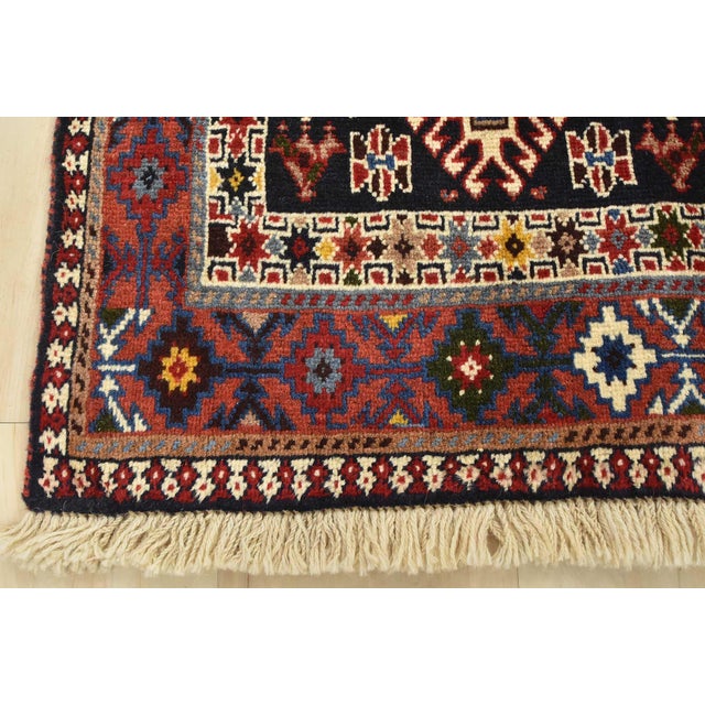 Yalameh Rug 3'4'' X 4'11'' Multicolor Wool Vintage Tribal Hand-Knotted Carpet For Sale - Image 10 of 13