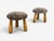 Mid-Century Modern Danish Modern Style, Gray Sheepskin, Maple, Shearling Footstools, 21st C. For Sale - Image 3 of 9