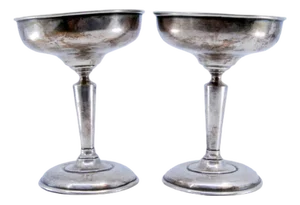 Silver Champagne Glasses with Round Bases