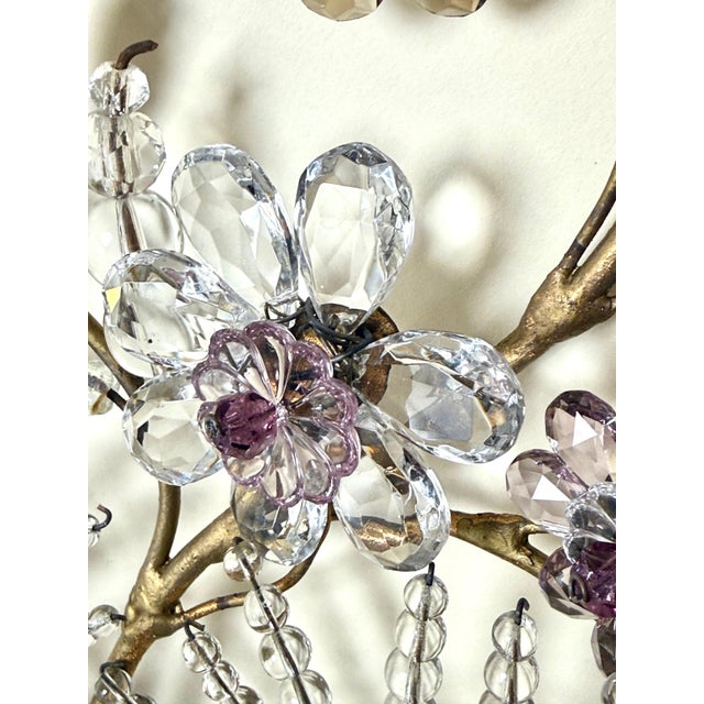 Italian Wall Sconces with Amethyst and Smoky Glass Blossoms, 1950s, Set of 2 For Sale - Image 14 of 18