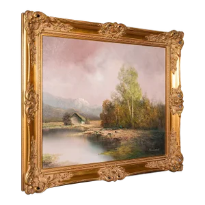 1970's Large Vintage Landscape Painting