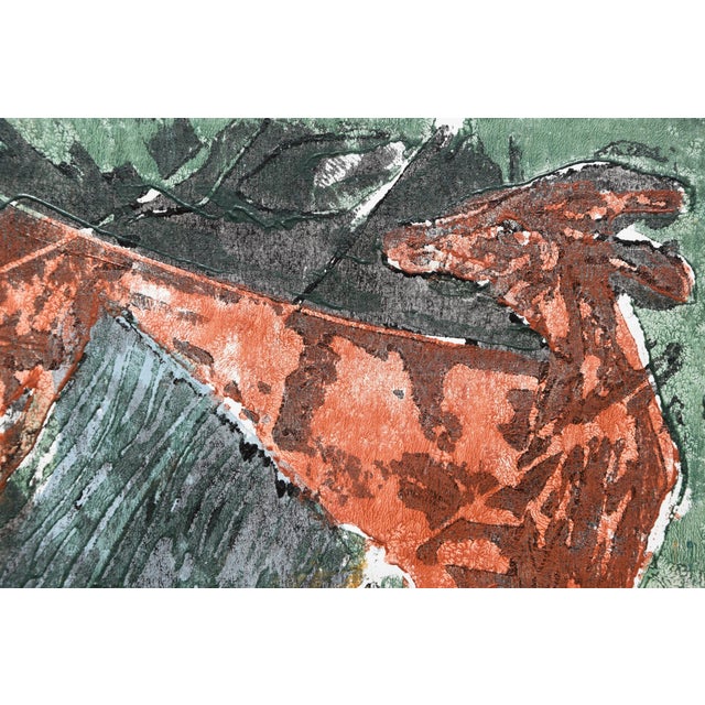 Emil Sorge, Woman and Roe Deer, 1990, Woodcut For Sale - Image 6 of 12