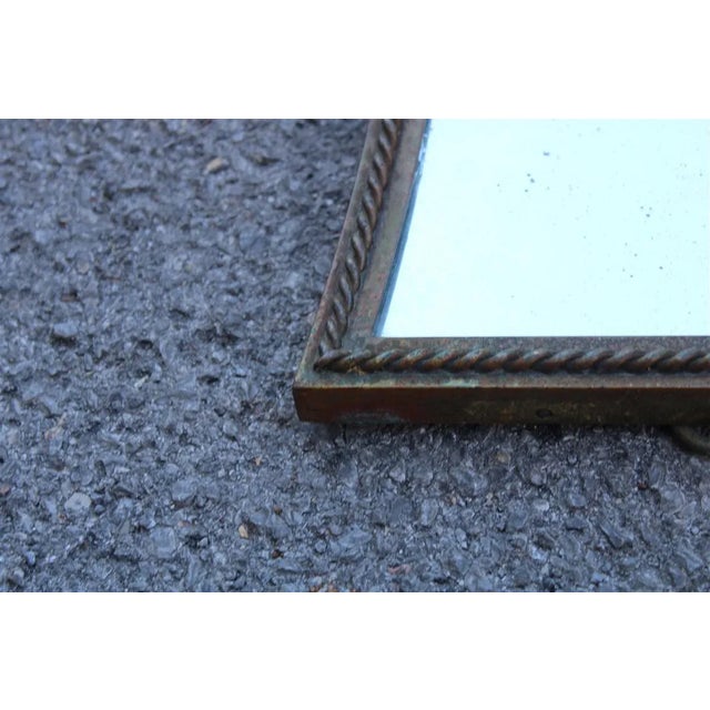 1950s Italian Table Mirror with Acanthus Leaves in Burnished Brass, 1950s For Sale - Image 5 of 12