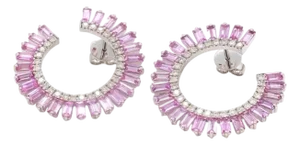 6.72 cts Natural pink sapphire & 1.08 cts diamond earrings in 18k gold