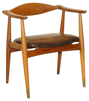 Brown Leather Ch 35 Armchair attributed to Hans J. Wegner, 1960s