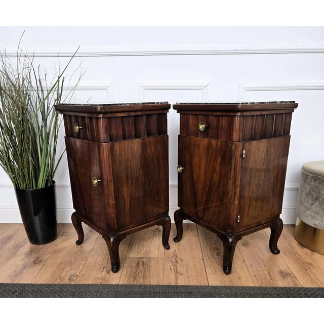 Italian Art Deco Nightstands in Walnut, 1940s, Set of 2 For Sale - Image 10 of 11