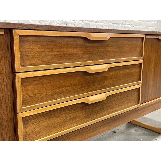 Wood Extra Long Mid Century Modern Danish Teak Square Leg Credenza, C. 1960's For Sale - Image 7 of 17