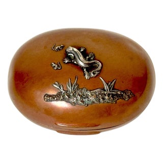 Gorham Aesthetic Movement Sterling Mixed-Metal Box with Lizard and Mice, 1883 For Sale