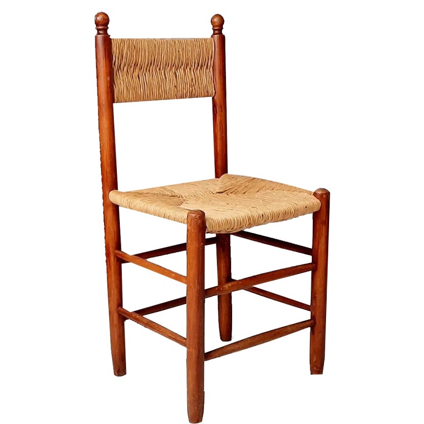 Wooden Chair with Rush Seat and Backrest, 1960s | Chairish