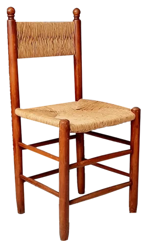 Wooden Chair with Rush Seat and Backrest, 1960s