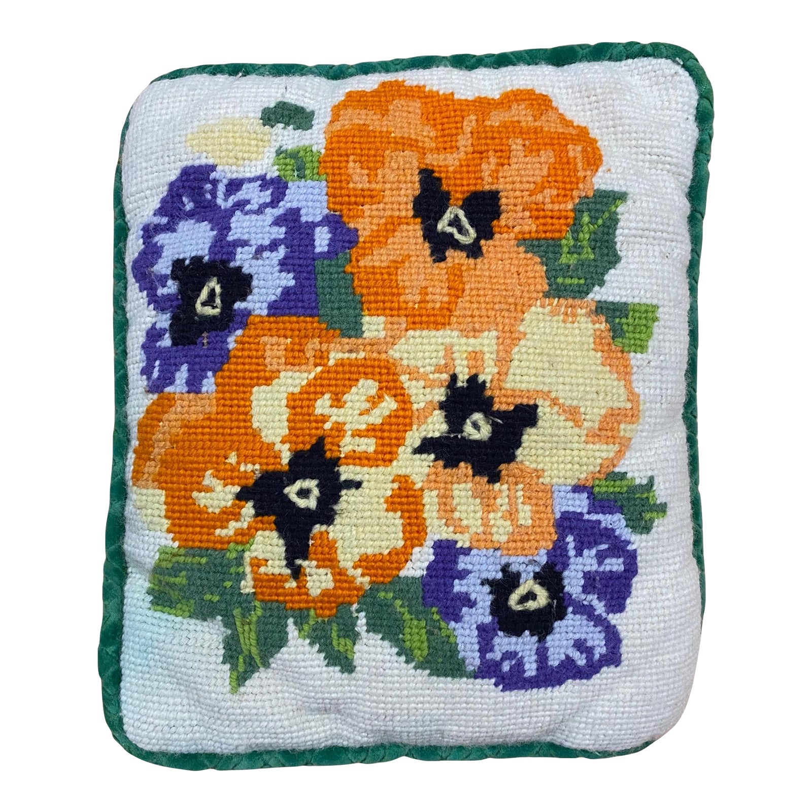 Vintage Pansies Floral Needlepoint Pillow Chairish