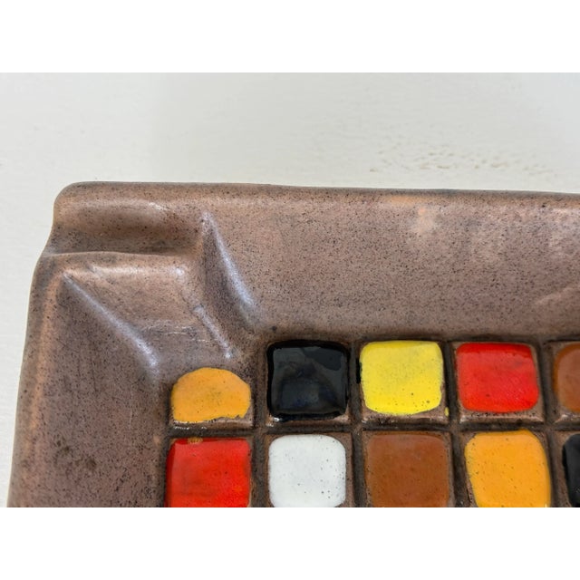 Ceramic Vintage 1960s Aldo Londi Bitossi Multi-Color Square Ceramic Ashtray For Sale - Image 7 of 7