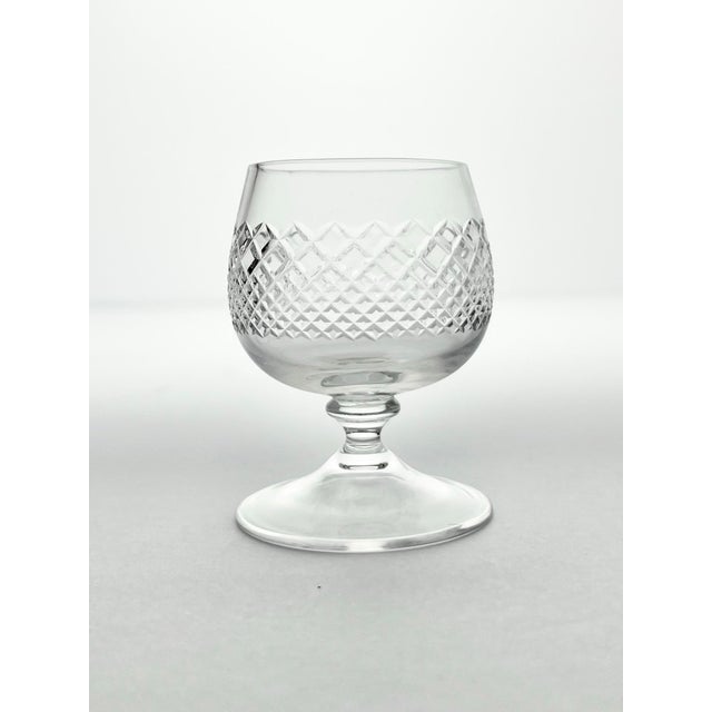 1950s AmericanMini Brandy Snifter Cognac Glasses, Criss-Cross Cuts - Set of 7 For Sale - Image 4 of 7