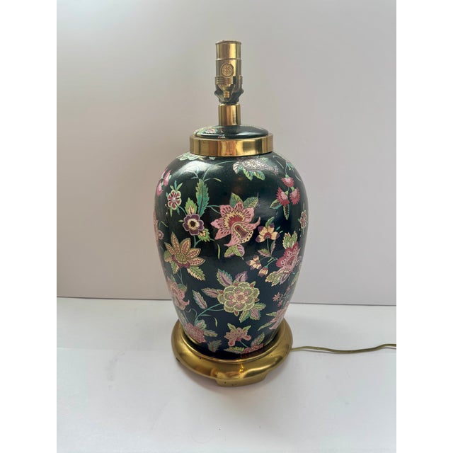 Mid-Century Modern Mid 20th Century Mid Century Modern Paul Hanson Chinoiserie Black Porcelain Ginger Jar Table Lamp For Sale - Image 3 of 13