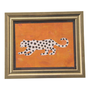 Leopard Minimalism Abstract Folk Art Burnt Orange Brown Beige Original Painting by Cleo Plowden