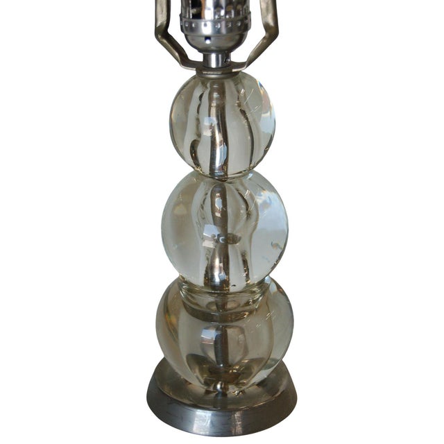 Mid-Century Stacked Graduating Crystal Ball Table Lamps With Chrome Base, Pair For Sale - Image 4 of 6