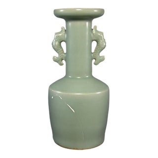 19th Century Chinese Longquan Celadon Vase, Restored Specimen For Sale
