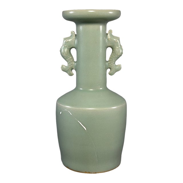 19th Century Chinese Longquan Celadon Vase, Restored Specimen For Sale