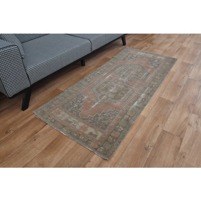 Textile 1970s Vintage Turkish Handmade Wool Cotton Peach Runner Rug For Sale - Image 7 of 11