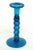 Spindle Pillar Blue Glass Tall Single Candle Stick Holder with Wavy Rim For Sale - Image 11 of 11