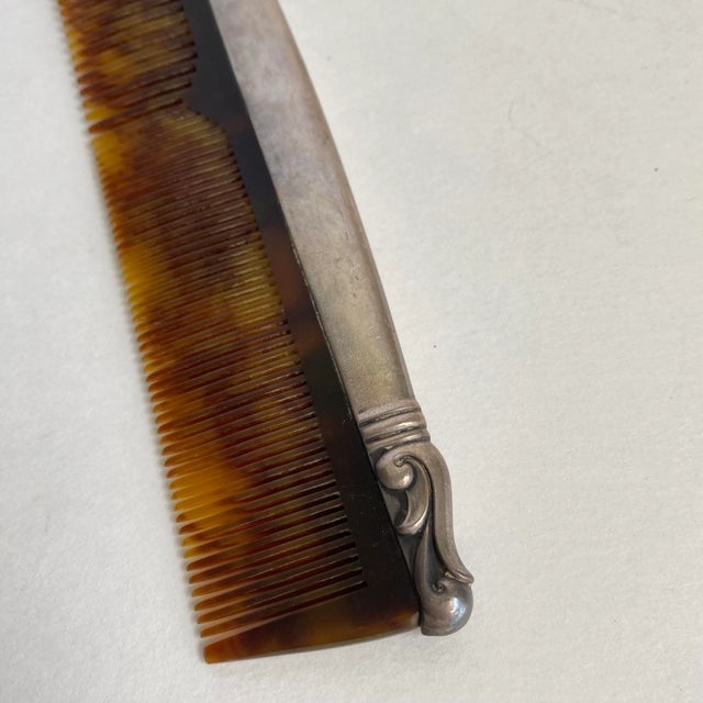 Metal Art Nouveau Sterling Silver Vanity Set Mirror Brush Comb Set of 3 International Sterling For Sale - Image 7 of 13